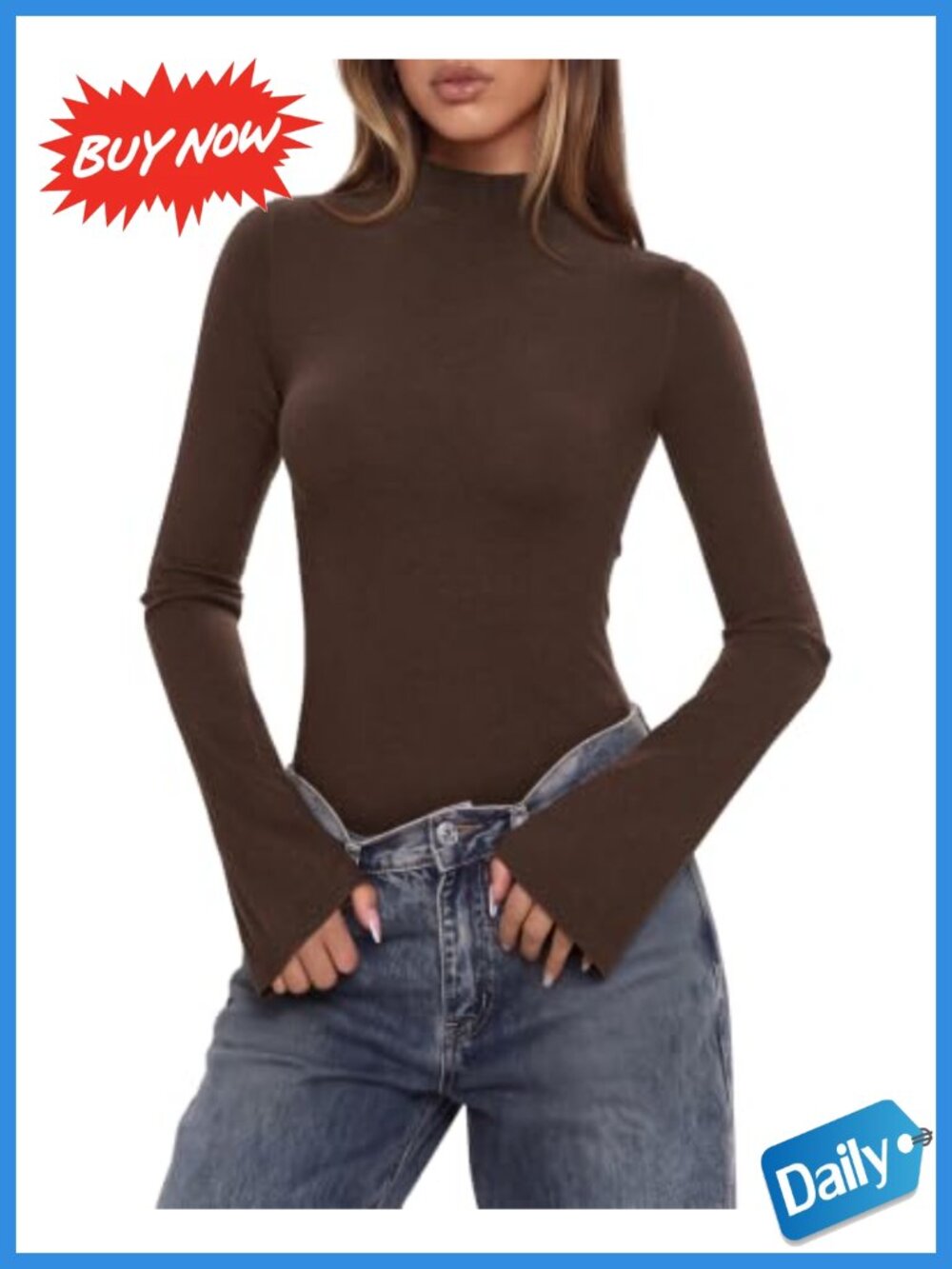 Cashmere Blend Mock Neck Sweater Long Sleeve Pullover Fall Winter Top